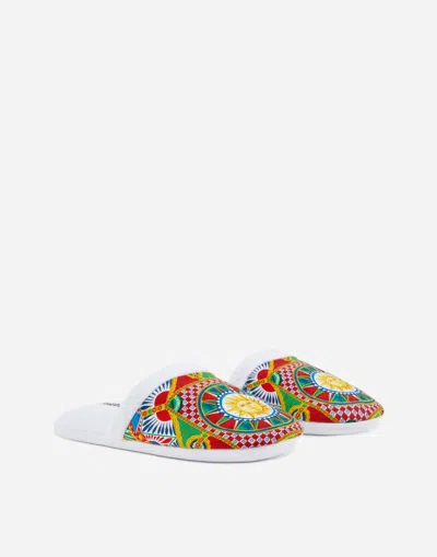 Dolce & Gabbana Cotton Terry Slippers In Multicolor