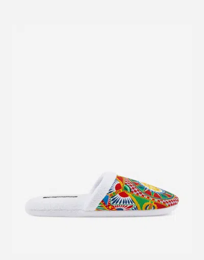 Dolce & Gabbana Cotton Terry Slippers In Multicolor