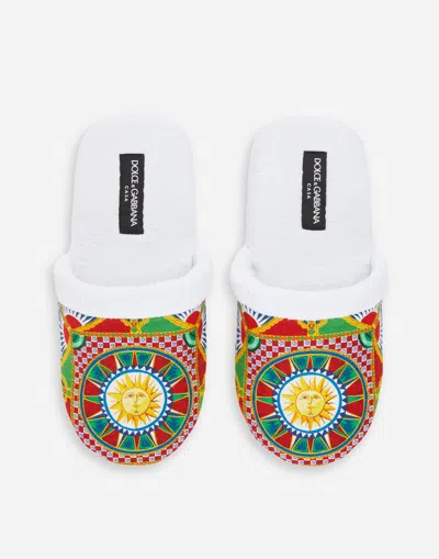 Dolce & Gabbana Cotton Terry Slippers In Multicolor