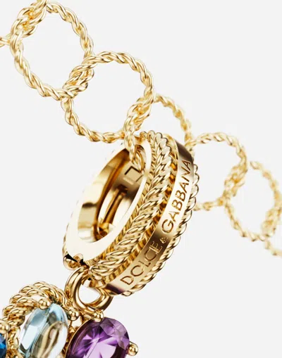 Dolce & Gabbana 18 Kt Yellow Gold Rainbow Pendant  With Multicolor Finegemstones Representing Number 2 In Yellow Gold