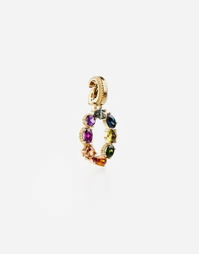 Dolce & Gabbana 18 Kt Yellow Gold Rainbow Pendant  With Multicolor Finegemstones Representing Number 0 In Yellow Gold