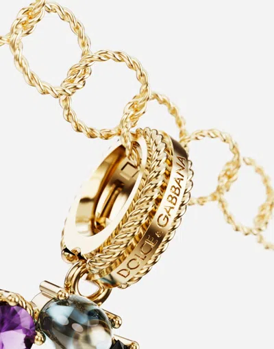 Dolce & Gabbana 18 Kt Yellow Gold Rainbow Pendant  With Multicolor Finegemstones Representing Number 0 In Yellow Gold