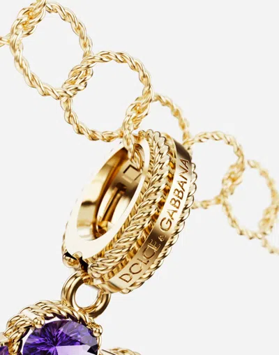 Dolce & Gabbana 18 Kt Yellow Gold Rainbow Pendant  With Multicolor Finegemstones Representing Number 6 In Yellow Gold