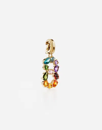 Dolce & Gabbana 18 Kt Yellow Gold Rainbow Pendant  With Multicolor Finegemstones Representing Number 8 In Yellow Gold