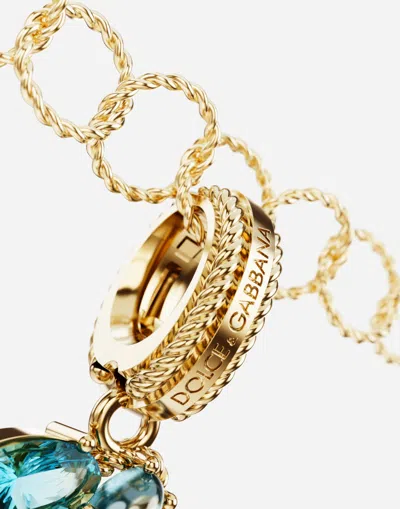 Dolce & Gabbana 18 Kt Yellow Gold Rainbow Pendant  With Multicolor Finegemstones Representing Number 8 In Yellow Gold
