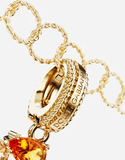 Dolce & Gabbana 18 Kt Yellow Gold Rainbow Pendant  With Multicolor Finegemstones Representing Number 9 In Yellow Gold