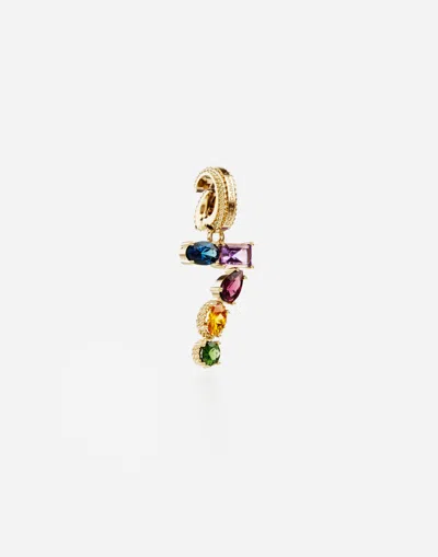 Dolce & Gabbana 18 Kt Yellow Gold Rainbow Pendant  With Multicolor Finegemstones Representing Number 7 In Yellow Gold