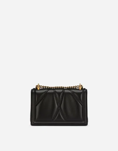 Dolce & Gabbana Devotion Bag In Nappa Leather With Metallic Ex Voto And Monogram In Black