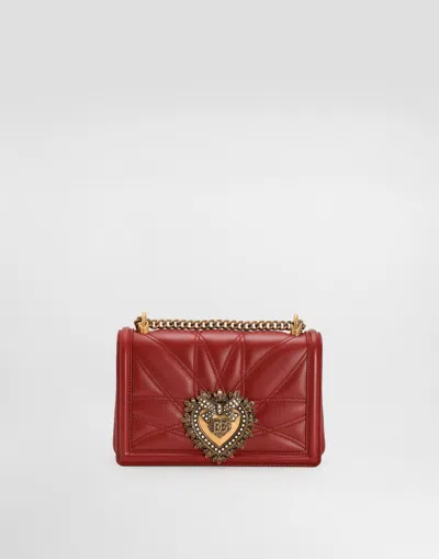 Dolce & Gabbana Dolce  Gabbana Devotion Logo Plaque Shoulder Bag In Red