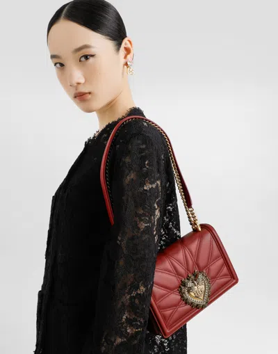 Dolce & Gabbana Dolce  Gabbana Devotion Logo Plaque Shoulder Bag In Red