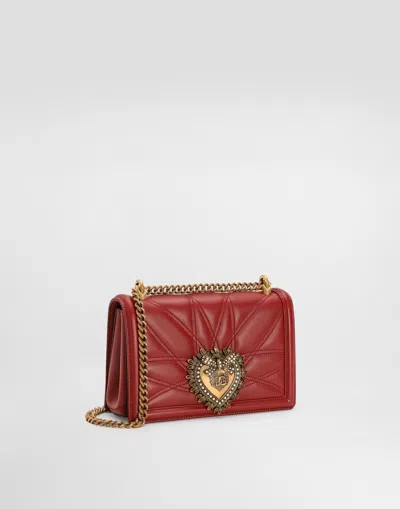Dolce & Gabbana Dolce  Gabbana Devotion Logo Plaque Shoulder Bag In Red