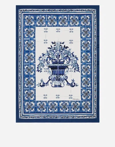 Dolce & Gabbana Silk Blanket Doubled With Wool Multicolor Unisex Onesize In Multicolor