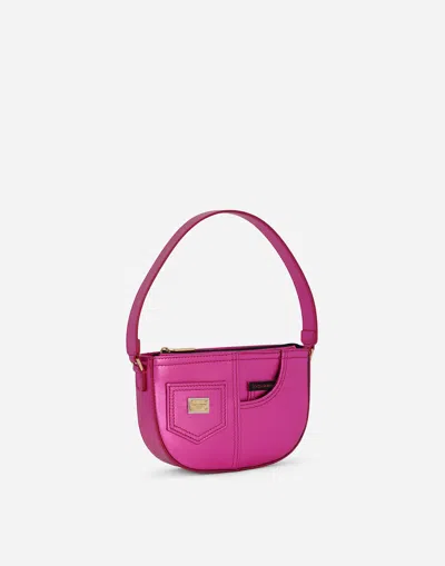 Dolce & Gabbana Foiled Nappa Leather Shoulder Bag In Fuchsia