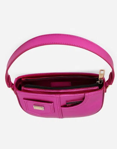 Dolce & Gabbana Foiled Nappa Leather Shoulder Bag In Fuchsia