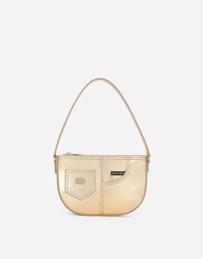 Dolce & Gabbana Foiled Nappa Leather Dg Girlie Handbag In Gold