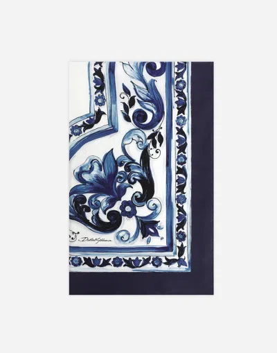 Dolce & Gabbana Majolica Printed Finished Edge Twill Scaf In Multicolor