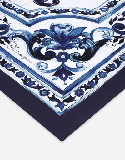 Dolce & Gabbana Majolica Printed Finished Edge Twill Scaf In Multicolor