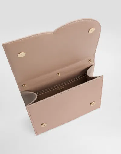 Dolce & Gabbana Embossed Leather Shoulder Bag In Pale Pink