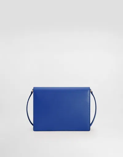 Dolce & Gabbana Calfskin Dg Logo Crossbody Bag In Blue
