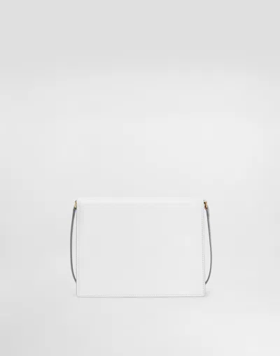Dolce & Gabbana Calfskin Logo Crossbody Bag In White