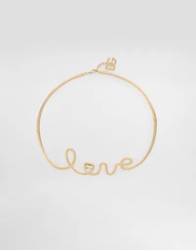 Dolce & Gabbana Semi-rigid 'love' Choker In Gold