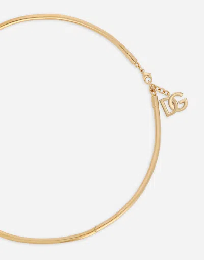 Dolce & Gabbana Semi-rigid 'love' Choker In Gold