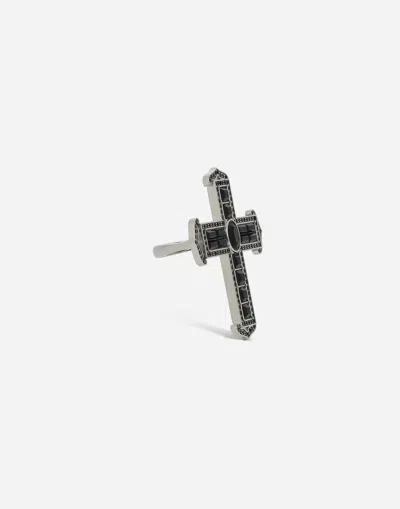 Dolce & Gabbana Kim Dolce&gabbana Rhinestone-embellished Cross Ring In Black