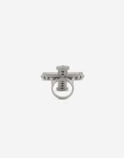 Dolce & Gabbana Kim Dolce&gabbana Rhinestone-embellished Cross Ring In Black