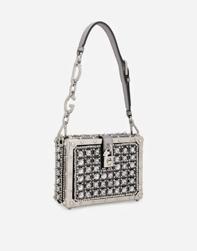 Dolce & Gabbana Jacquard Dolce Box Bag With Embroidery In Multicolor
