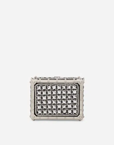 Dolce & Gabbana Jacquard Dolce Box Bag With Embroidery In Multicolor