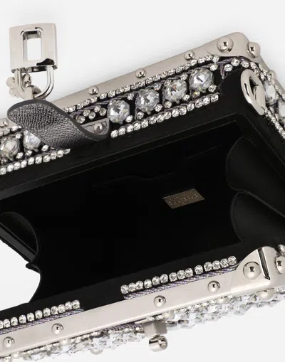 Dolce & Gabbana Jacquard Dolce Box Bag With Embroidery In Multicolor