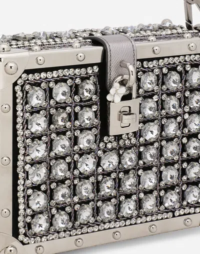 Dolce & Gabbana Jacquard Dolce Box Bag With Embroidery In Multicolor