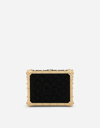 Dolce & Gabbana Dolce Box Woven-rose Shoulder Bag In Black