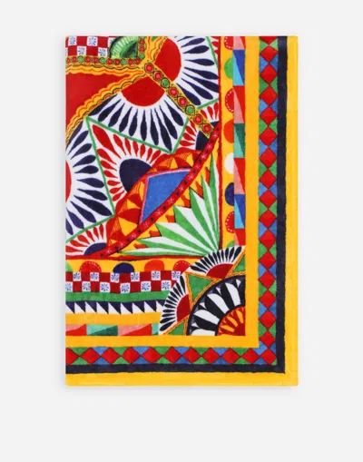 Dolce & Gabbana Terry Cotton Beach Towel In Multicolor