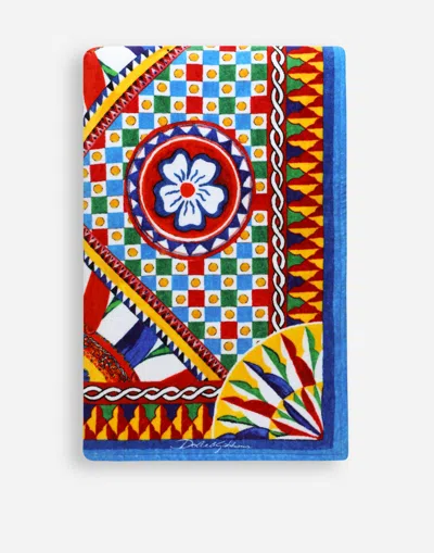 Dolce & Gabbana Terry Cotton Beach Towel In Multicolor