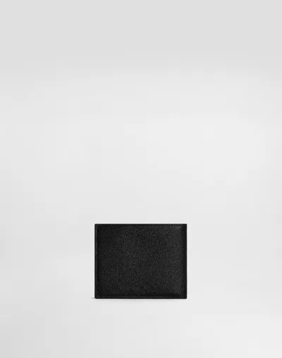 Dolce & Gabbana Calfskin Wallet With Coin Pocket And Logo Tag In Black