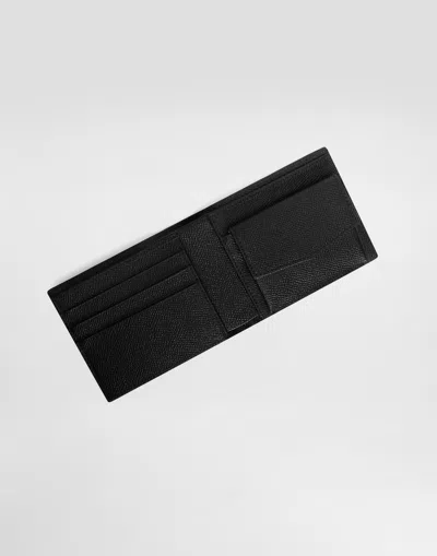 Dolce & Gabbana Calfskin Wallet With Coin Pocket And Logo Tag In Black