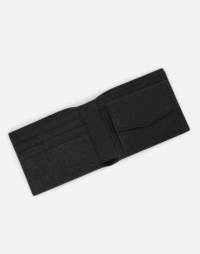 Dolce & Gabbana Calfskin Wallet With Coin Pocket And Logo Tag In Black