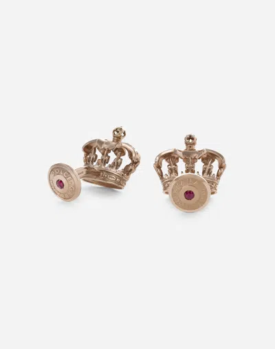 Dolce & Gabbana Crown White Gold Cufflinks With Black Diamonds In White Gold