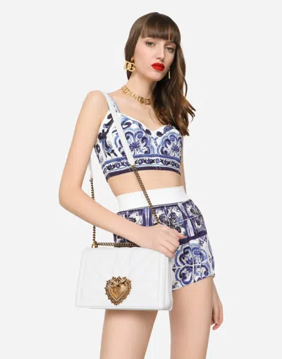 Dolce & Gabbana Large Devotion Bag In Nappa Leather In White