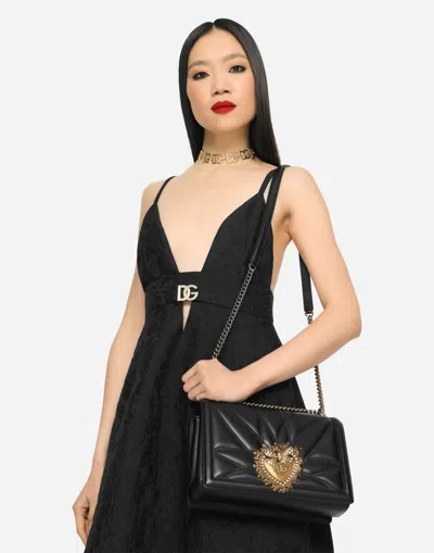 Dolce & Gabbana Large Devotion Shoulder Bag In Black