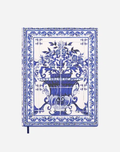 Dolce & Gabbana Large Ruled Notebook Textile Cover In Multicolor