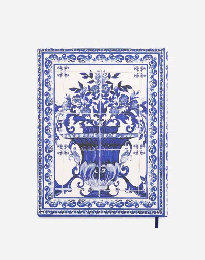 Dolce & Gabbana Large Ruled Notebook Textile Cover In Multicolor
