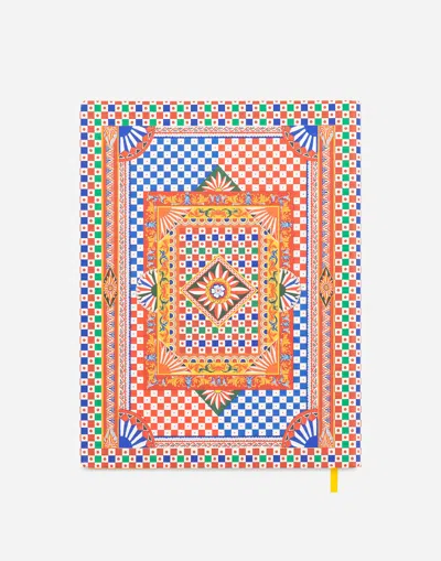 Dolce & Gabbana Large Ruled Notebook Textile Cover In Multicolor