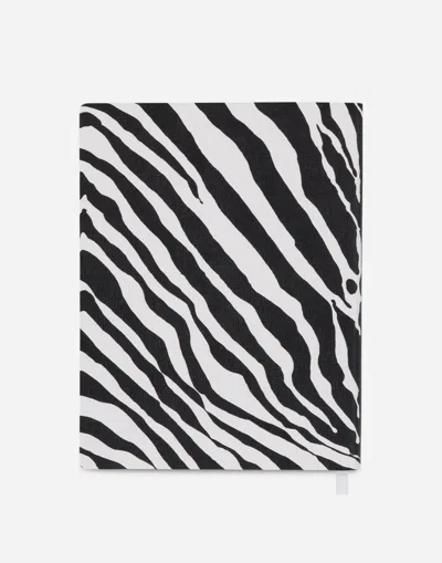 Dolce & Gabbana Large Ruled Notebook Leather Cover In Multicolor