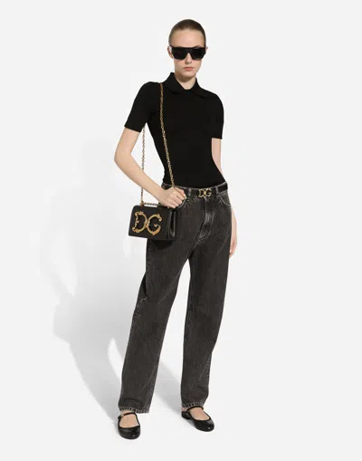 Dolce & Gabbana Nappa Leather Dg Girls Shoulder Bag In Black