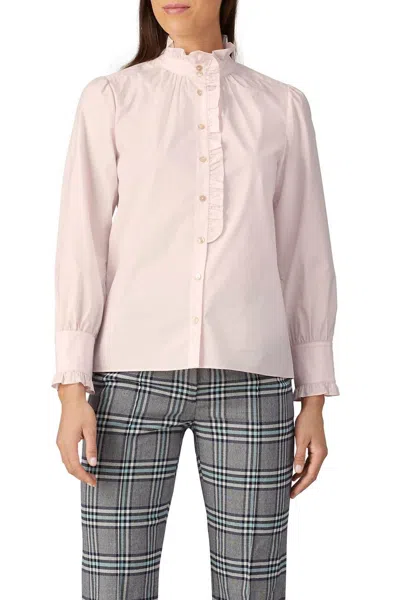 Shop Rebecca Taylor Long Sleeve Poplin Top In Pink