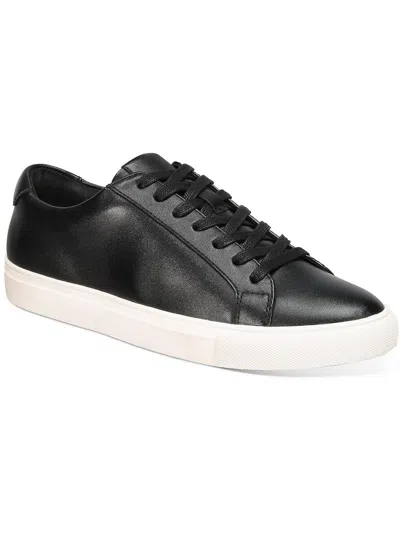 Shop Alfani Womens Faux Leather Lifestyle Casual And Fashion Sneakers In Black