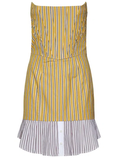 Shop Dsquared2 Preppy Striped Bustier Mini Dress In Giallo