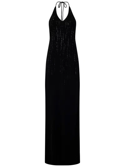 Shop Dsquared2 Crystal Drops Long Dress In Nero